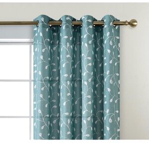 MIUCO embroidered semi shere leave curtains 52inW x 84in L/2 panels
